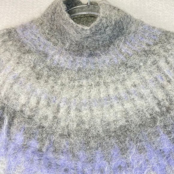 BANANA REPUBLIC Womens S Fair Isle Gray Mutli Alpaca Soft Funnel Neck Sweater - Picture 6 of 12